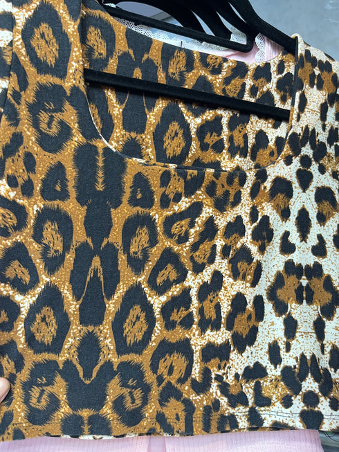 Women Low Neck Cut Animal Print Crop Tops
